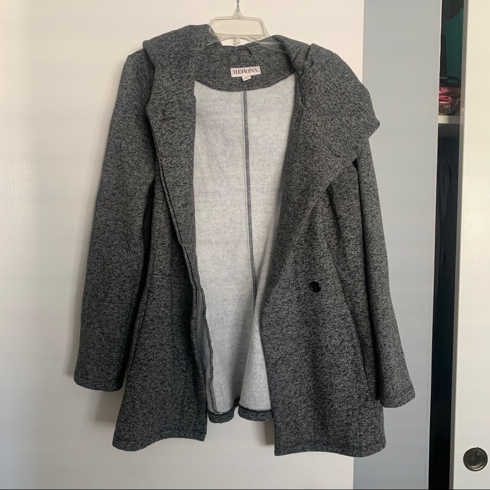 Grey Hooded Coat Merona